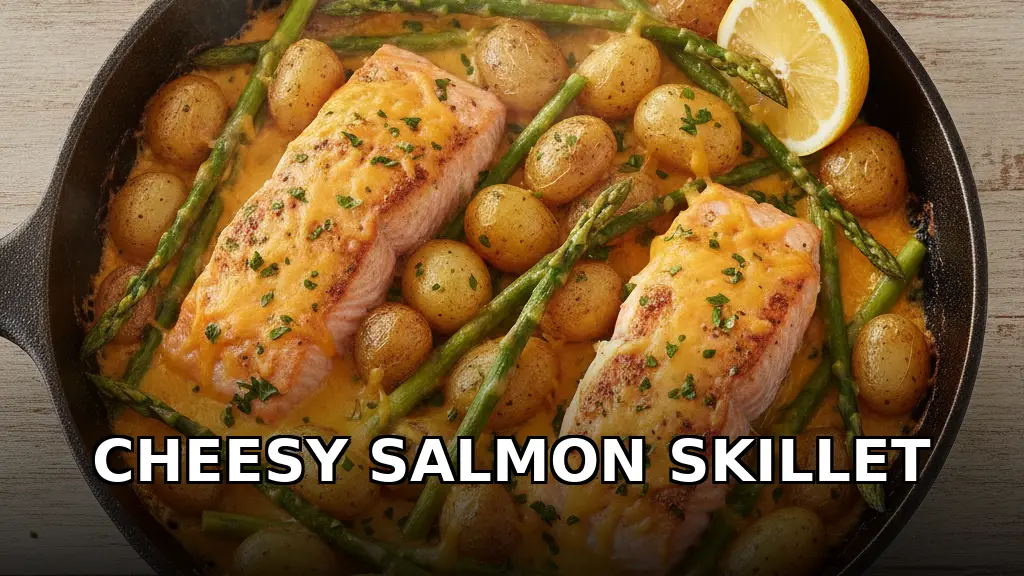 One-Pan Speedy Cheesy Salmon with Asparagus and Potatoes