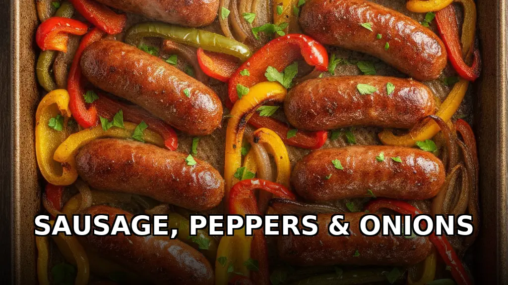 Sheet Pan Italian Sausage and Peppers with Caramelized Onions