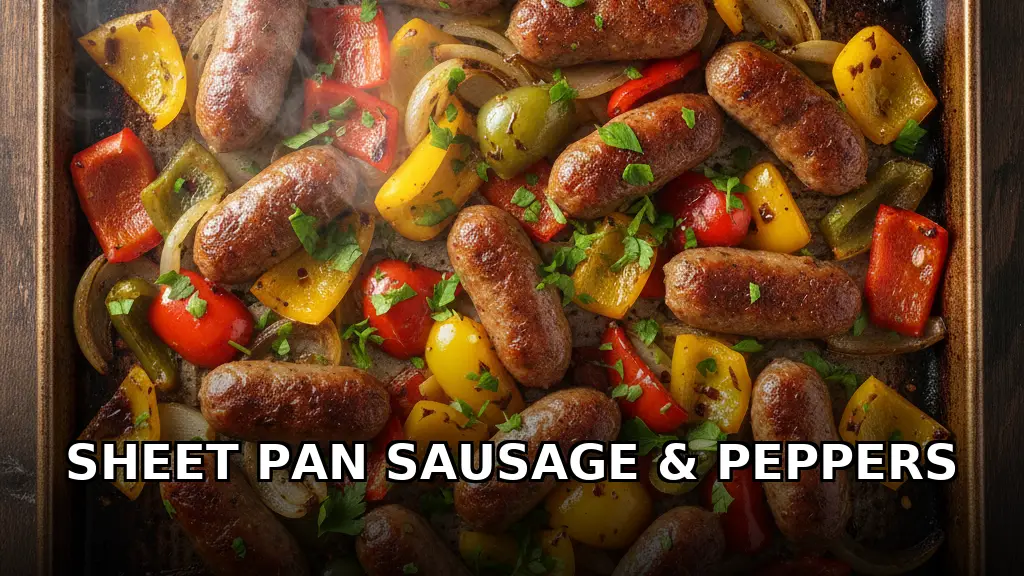 Sheet Pan Sausage and Peppers with Onions