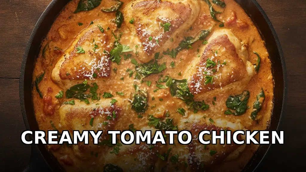 One-Pan Skillet Creamy Tomato Chicken with Spinach