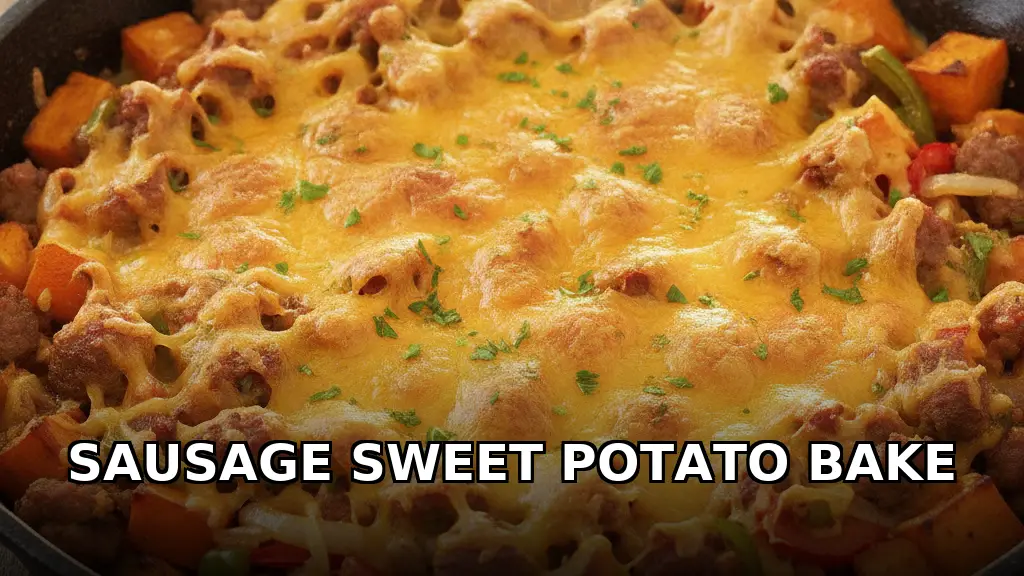 One-Pan Cheesy Sausage and Sweet Potato Bake