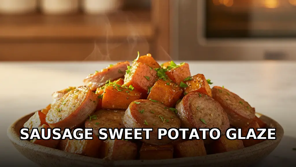 Sheet Pan Sausage and Sweet Potatoes with Maple-Dijon Glaze